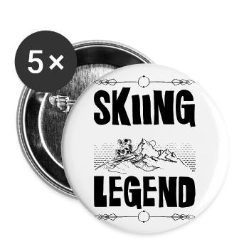 Légende du ski - Lot de 5 grands badges (56 mm) - blanc - Devant