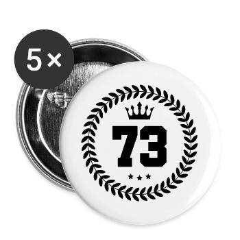 73 Zahl Kranz - Buttons groß 56 mm (5er Pack) - Weiß - Vorne