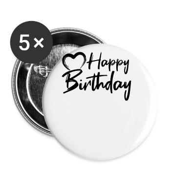 Happy Birthday - Buttons large 2.2''/56 mm (5-pack) - white - Front