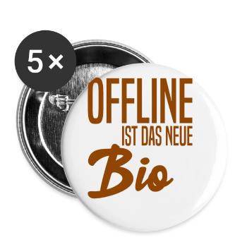 Offline ist das neue Bio - Buttons groß 56 mm (5er Pack) - Weiß - Vorne