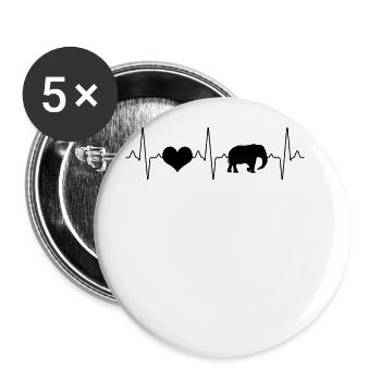 Elefant Herzschlag - Buttons groß 56 mm (5er Pack) - Weiß - Vorne