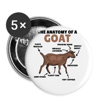 Explication de l’anatomie d’une chèvre mignonne - Lot de 5 grands badges (56 mm) - blanc - Devant