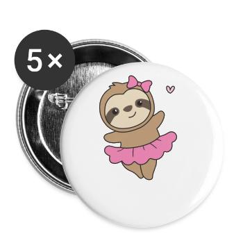 Faultier tanzt ballet süße Faultiere tanzen - Buttons groß 56 mm (5er Pack) - Weiß - Vorne