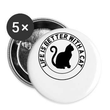 Cat lover saying - Buttons large 2.2''/56 mm (5-pack) - white - Front