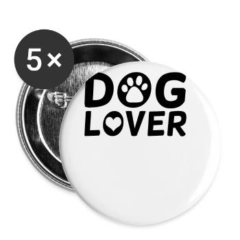 Dog Lover - Buttons groß 56 mm (5er Pack) - Weiß - Vorne