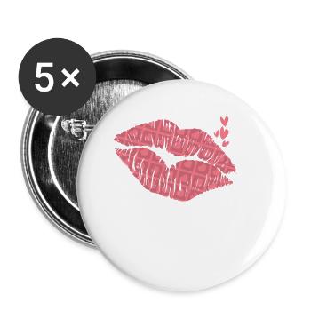 Kiss Mouth Valentine's Day Love Flowers Holiday - Buttons large 2.2''/56 mm (5-pack) - white - Front