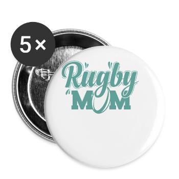 Rugby Mom Football Sport Player Fans - Buttons large 2.2''/56 mm (5-pack) - white - Front