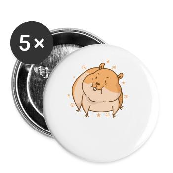 niedlicher Hamster Nagetier Haustier - Buttons groß 56 mm (5er Pack) - Weiß - Vorne