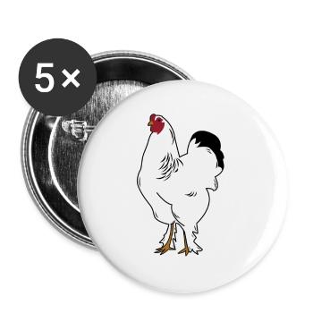 Brahma Rooster Poulet Drôle De Fermier Poulet - Lot de 5 grands badges (56 mm) - blanc - Devant