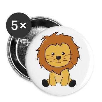 Lion mignon animaux pour les enfants Roi Lion - Lot de 5 grands badges (56 mm) - blanc - Devant