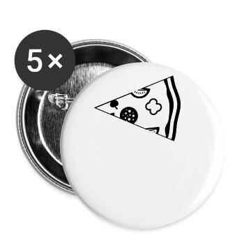 Pizza Pärchen Couple Shirt - Buttons groß 56 mm (5er Pack) - Weiß - Vorne