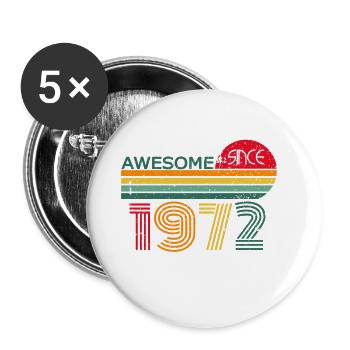 Vintage 1972 72 Birthday Retro Vintage Gift - Buttons large 2.2''/56 mm (5-pack) - white - Front