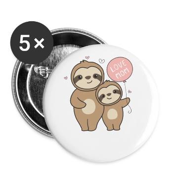 Best Mama Sloth Mom with Child Mother Mother's Day - Buttons large 2.2''/56 mm (5-pack) - white - Front