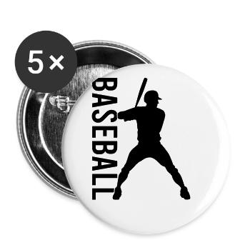 Base-ball - Lot de 5 grands badges (56 mm) - blanc - Devant
