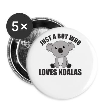 Seulement un garçon qui aime les koalas - koala doux - Lot de 5 grands badges (56 mm) - blanc - Devant