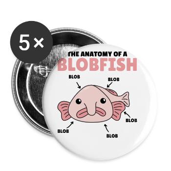 Blobfisch Erklärung Anatomy of an Blobfish - Buttons groß 56 mm (5er Pack) - Weiß - Vorne