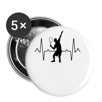 Tennis Heartbeat - Buttons large 2.2''/56 mm (5-pack) - white - Front