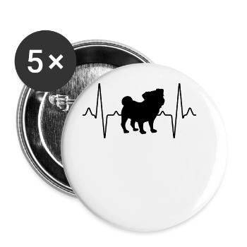 Battement de cœur de carlin - Lot de 5 grands badges (56 mm) - blanc - Devant