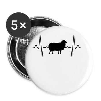 Schaf Herzschlag - Buttons groß 56 mm (5er Pack) - Weiß - Vorne
