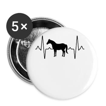 Pferd Herzschlag - Buttons groß 56 mm (5er Pack) - Weiß - Vorne