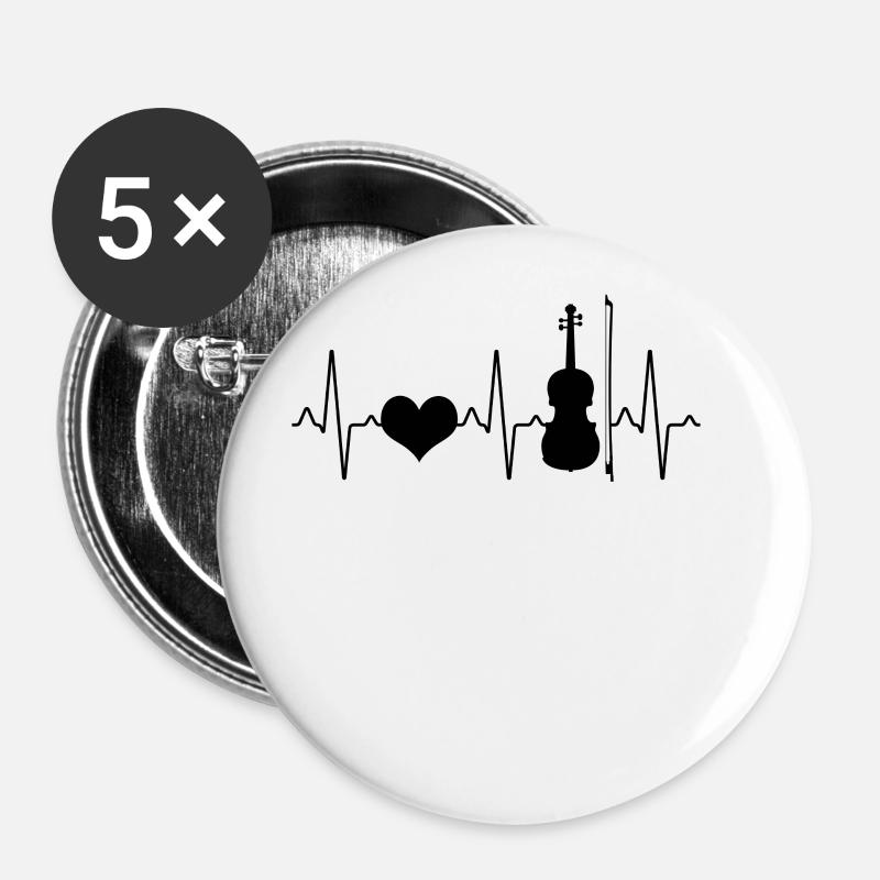 Violon Violon Heartbeat - Lot de 5 grands badges (56 mm) - blanc