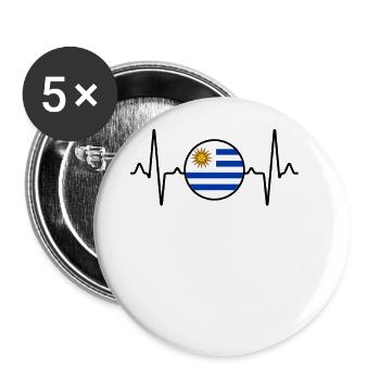 Uruguay Heartbeat - Buttons large 2.2''/56 mm (5-pack) - white - Front