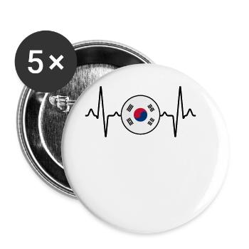 Corée du Sud Heartbeat - Lot de 5 grands badges (56 mm) - blanc - Devant