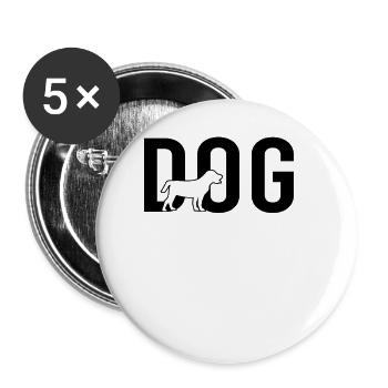 Chien chien - Lot de 5 grands badges (56 mm) - blanc - Devant