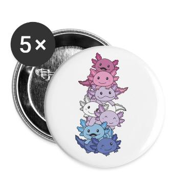 Bigender Flag Bi Pride LGBTQ Axolotl - Lot de 5 grands badges (56 mm) - blanc - Devant