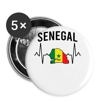 Sénégal Heartbeat - Lot de 5 grands badges (56 mm) - blanc - Devant