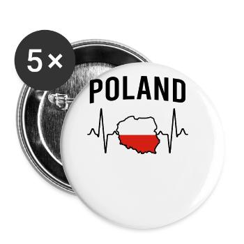 Poland poland heartbeat - Buttons large 2.2''/56 mm (5-pack) - white - Front