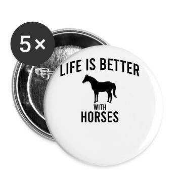 Cheval Cheval Dicton - Lot de 5 grands badges (56 mm) - blanc - Devant