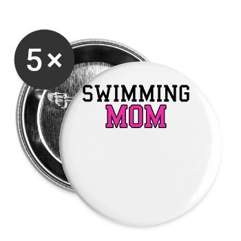 swimming mom - Buttons groß 56 mm (5er Pack) - Weiß - Vorne