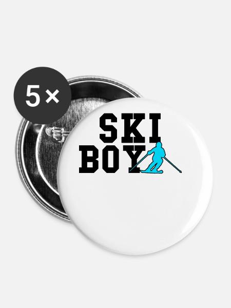 ski boy - Buttons groß 56 mm (5er Pack) - Weiß