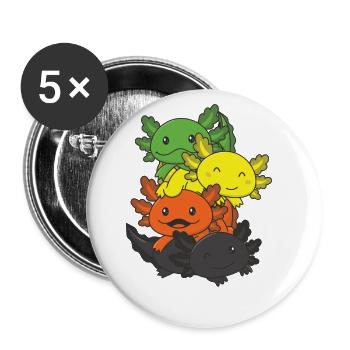 aromantic Flag Gay Pride LGBTQ Axolotl - Buttons groß 56 mm (5er Pack) - Weiß - Vorne