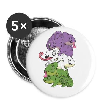 Genderqueer Flag Pride LGBTQ Chamäleon Haufen - Buttons groß 56 mm (5er Pack) - Weiß - Vorne