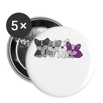 Asexual Flag Corgi Pride LGBTQ cute dogs - Buttons large 2.2''/56 mm (5-pack) - white - Front