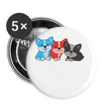 Polyamory Flag Corgi Pride LGBTQ süße Hunde - Buttons groß 56 mm (5er Pack) - Weiß - Vorne