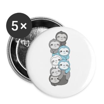 Demiboy Flag Pride LGBTQ Cute Sloth Bunch - Buttons large 2.2''/56 mm (5-pack) - white - Front