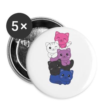 Genderfluid Flag cat Pride LGBTQ cute cat - Buttons large 2.2''/56 mm (5-pack) - white - Front