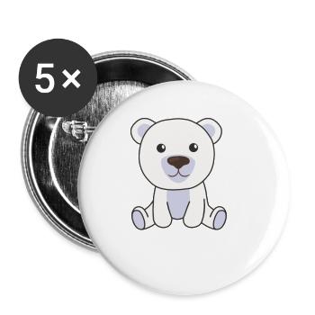 Polar Bear Bear Cute Animals Kids Baby Bear Polar Bears - Buttons large 2.2''/56 mm (5-pack) - white - Front