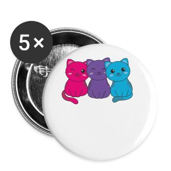 androgyn Flag Pride LGBTQ süßer Katzen Haufen - Buttons groß 56 mm (5er Pack) - Weiß - Vorne