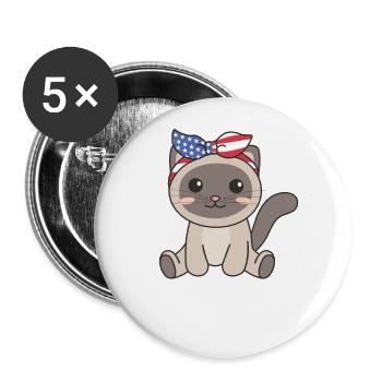 4th of July american cat for kids cute usa cat - Buttons groß 56 mm (5er Pack) - Weiß - Vorne