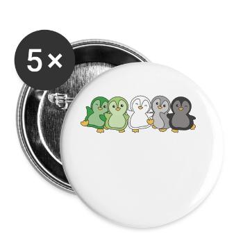 Aromantic Flag Pride LGBTQ süße Pinguin - Buttons groß 56 mm (5er Pack) - Weiß - Vorne