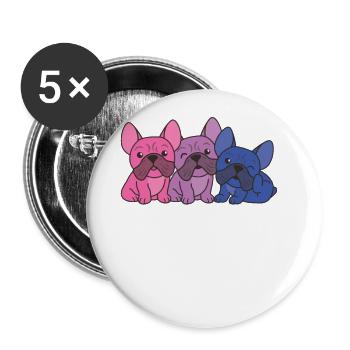 Bi Flag Français Bulldog Pride Chiens LGBTQ - Lot de 5 grands badges (56 mm) - blanc - Devant