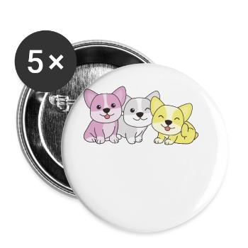 twink Flag Corgi Pride LGBTQ cute dogs - Buttons large 2.2''/56 mm (5-pack) - white - Front