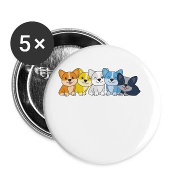 aroace Flag Corgi Pride LGBTQ cute dogs - Buttons large 2.2''/56 mm (5-pack) - white - Front