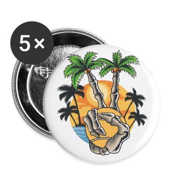 Skeletthand mit Tennis- oder Padelball - Buttons groß 56 mm (5er Pack) - Weiß - Vorne