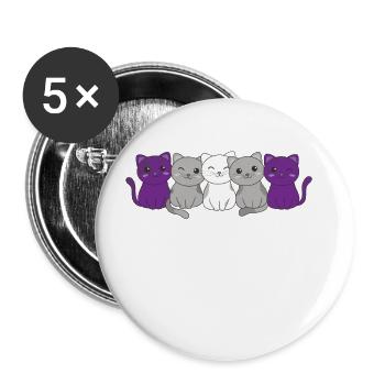 graysexuell Flag Pride LGBTQ süßer Katzen - Buttons groß 56 mm (5er Pack) - Weiß - Vorne