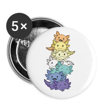 genderfaun drapeau gay pride LGBTQ axolotl - Lot de 5 grands badges (56 mm) - blanc - Devant